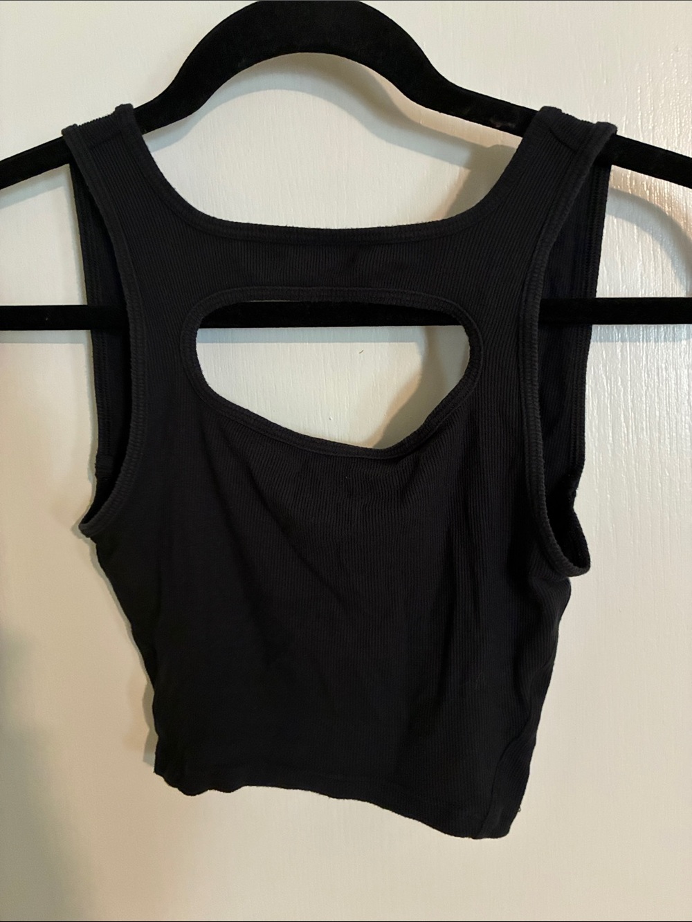 lululemon Black Ribbed Cutout Crop Tank
